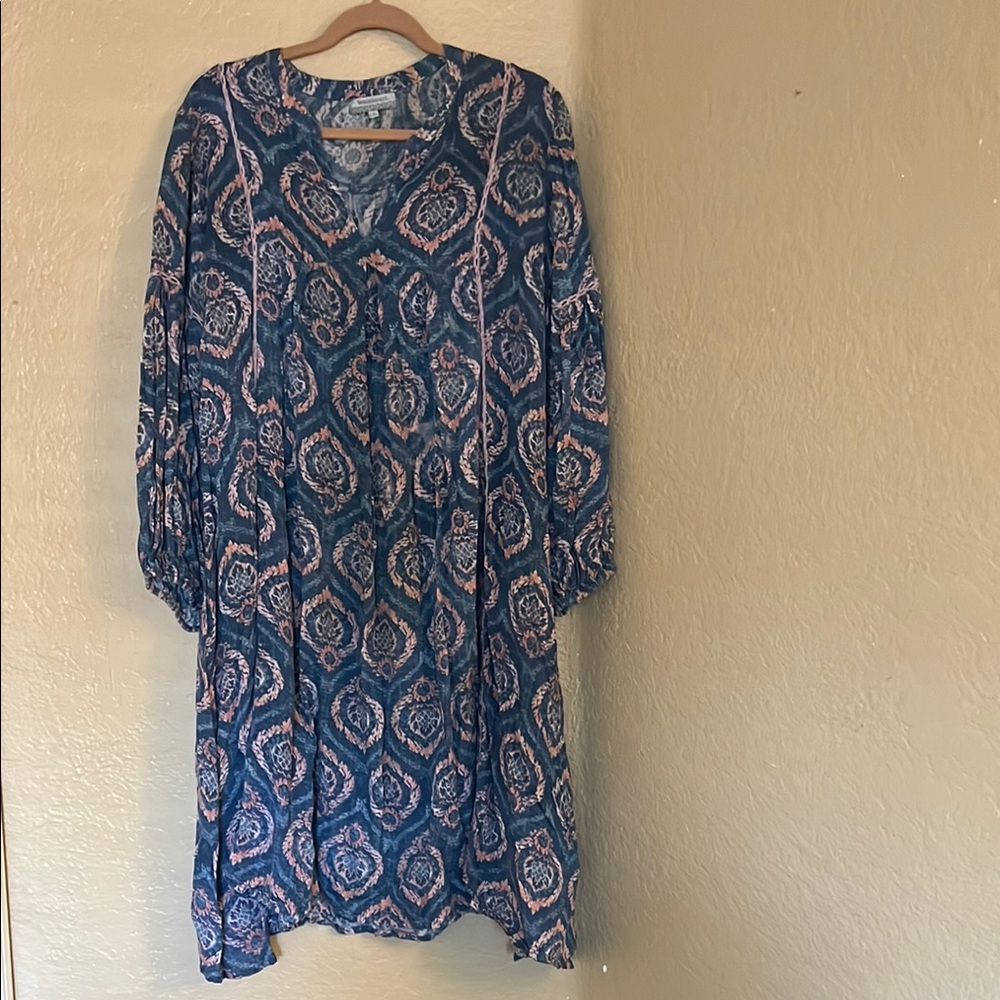 Cost Plus World Market Blue and Pink Patterned Dress